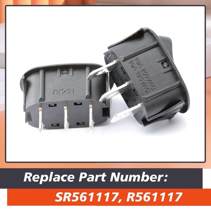 Mhrxusd 2 Pack SR561117 Range Hood Rocker Switch 3 Pin Replacement for Broan for Nutone Range Hood Part Replace R561117 1173058 R56117, Black - Image 4